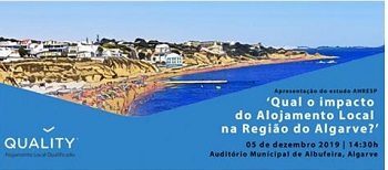 Apresentação do Estudo “Qual o impacto do Alojamento Local na Região do Algarve?’ -  5 de dezembro,