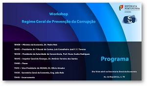 Workshop “Regime Geral de Prevenção da Corrupção - SGE, 18 de abril
